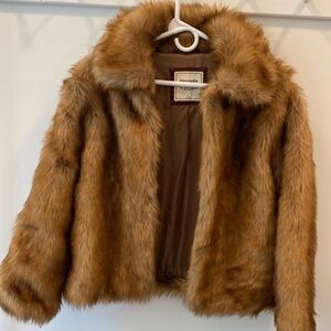Abercrombie & Fitch Brown Faux Fur Coat Size Large NEVER WORN